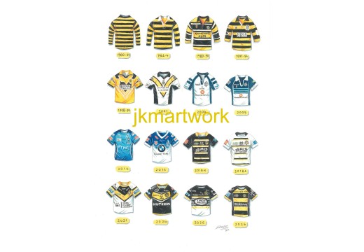 York Knights RLC Retro Shirts Wall Art Print